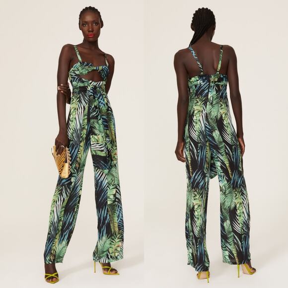 Bronx and Banco Jungle Jumpsuit Tropical Palms Green Black Size XXL Preowned - Picture 3 of 16